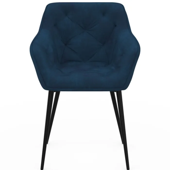 Lot de 2 chaises de salle à mangers velours bleu canard