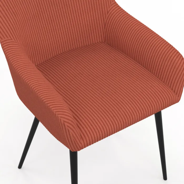 Lot de 2 chaises de salle à manger, fauteuils de table JANY en velours côtelé terracotta