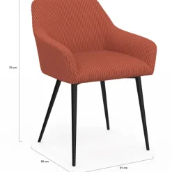 Lot de 2 chaises de salle à manger, fauteuils de table JANY en velours côtelé terracotta