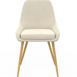 Lot de 4 chaises de salle à manger en velours beige avec demi-accoudoirs