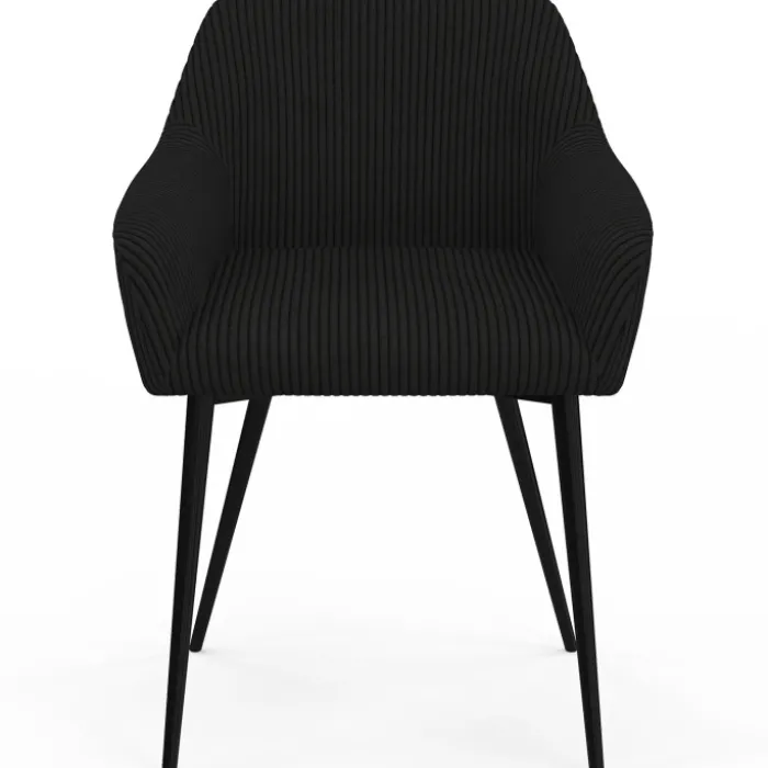 Lot de 2 chaises de salle à manger, fauteuils de table en velours côtelé noir