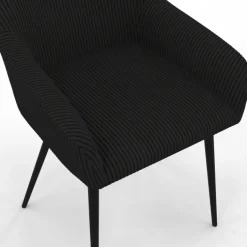 Lot de 2 chaises de salle à manger, fauteuils de table en velours côtelé noir