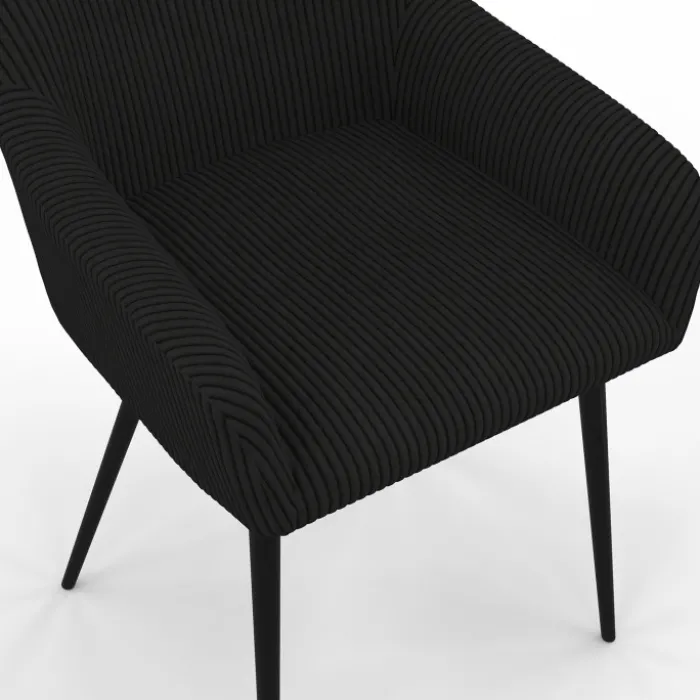 Lot de 2 chaises de salle à manger, fauteuils de table en velours côtelé noir