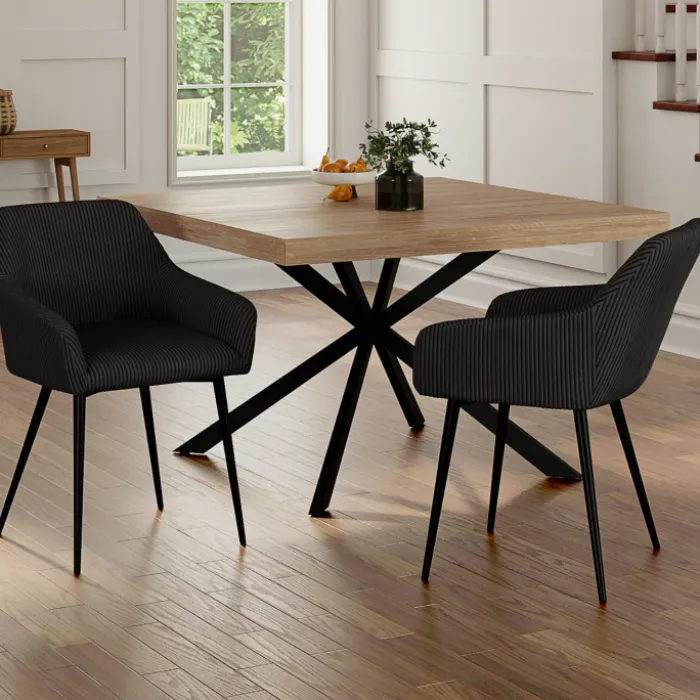 Lot de 2 chaises de salle à manger, fauteuils de table en velours côtelé noir