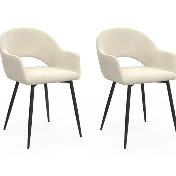 Lot de 2 chaises de salle à manger en velours crème