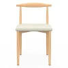 Lot de 6 chaises en imitation bois et assise en tissu beige pour salle à manger