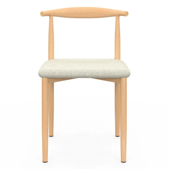Lot de 6 chaises en imitation bois et assise en tissu beige pour salle à manger