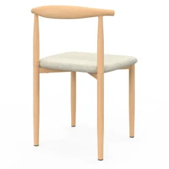 Lot de 6 chaises en imitation bois et assise en tissu beige pour salle à manger