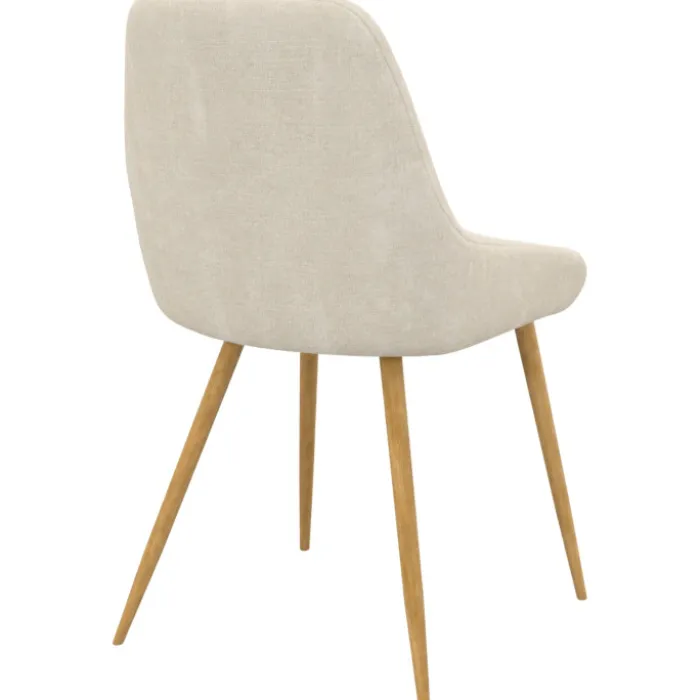 Lot de 6 chaises en tissu chenille mix color taupe x2, beige x2, marron x2 et pieds effet bois avec accoudoirs