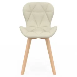 Lot de 4 chaises en tissu beige design pour salle à manger