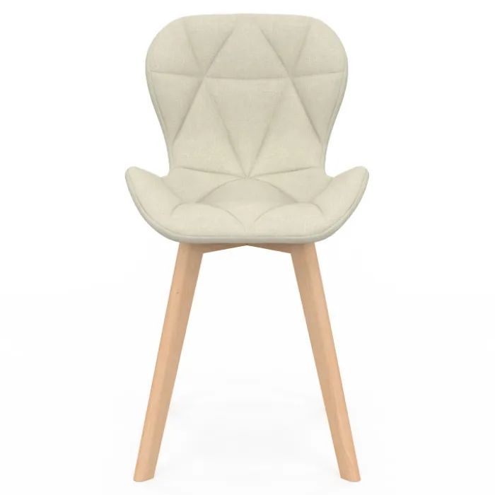 Lot de 4 chaises en tissu beige design pour salle à manger