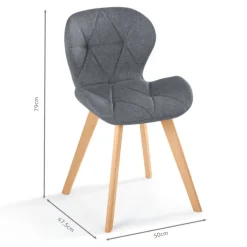 Lot de 4 chaises en tissu gris foncé design pour salle à manger