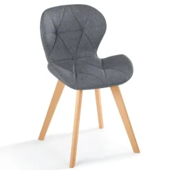 Lot de 4 chaises en tissu gris foncé design pour salle à manger