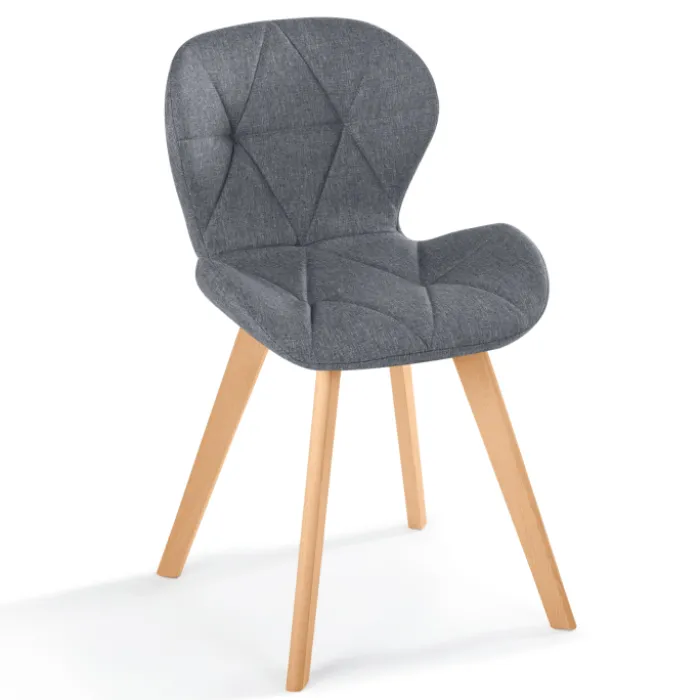 Lot de 4 chaises en tissu gris foncé design pour salle à manger