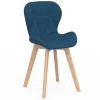 Lot de 4 chaises en tissu bleu canard design pour salle à manger