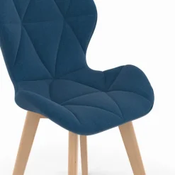 Lot de 4 chaises en tissu bleu canard design pour salle à manger