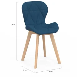 Lot de 4 chaises en tissu bleu canard design pour salle à manger