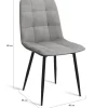 Lot de 6 chaises en velours gris clair matelassé