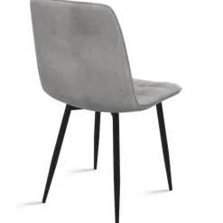 Lot de 6 chaises en velours gris clair matelassé