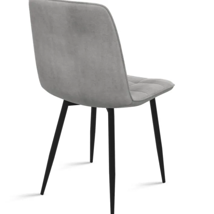 Lot de 6 chaises en velours gris clair matelassé