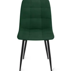 Lot de 6 chaises en velours mix vert, jaune et gris matelassées