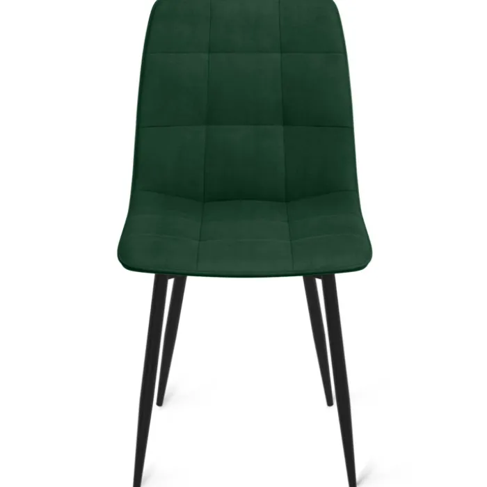 Lot de 6 chaises en velours mix vert, jaune et gris matelassées