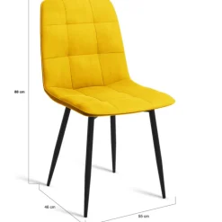 Lot de 6 chaises en velours mix vert, jaune et gris matelassées