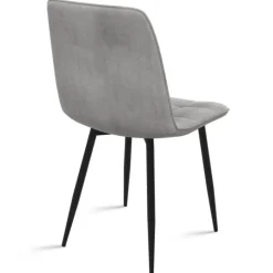 Lot de 6 chaises en velours mix vert, jaune et gris matelassées