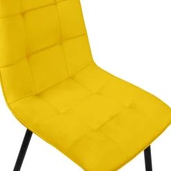 Lot de 6 chaises en velours bleu x2, jaune, gris clair et gris foncé x2 matelassé