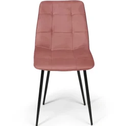 Lot de 6 chaises en velours mix color bleu x2, jaune ocre x2, rose x2