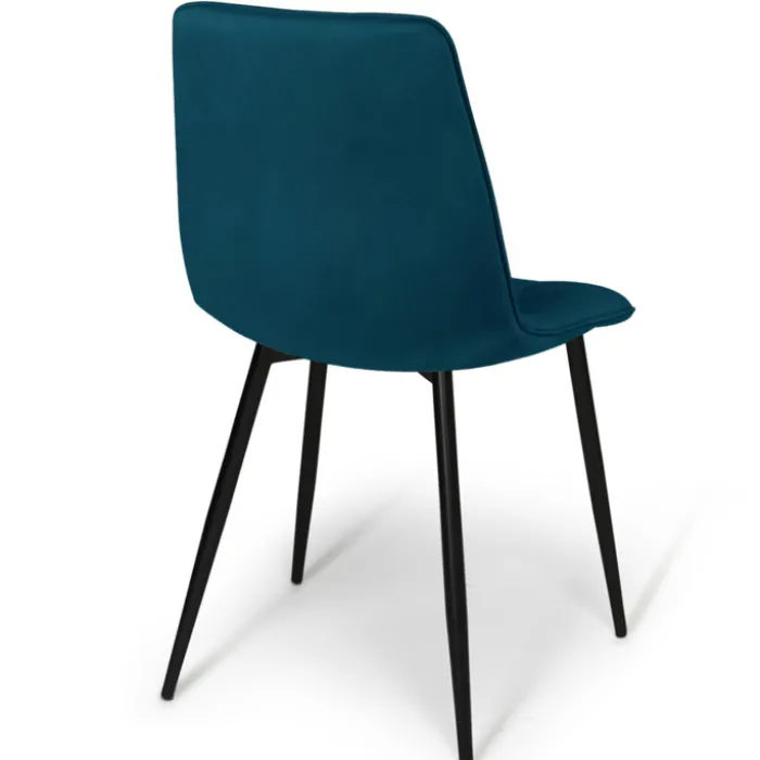 Lot de 6 chaises en velours mix color bleu x2, jaune ocre x2, rose x2