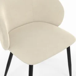 Lot de 6 chaises en velours crème pour salle à manger