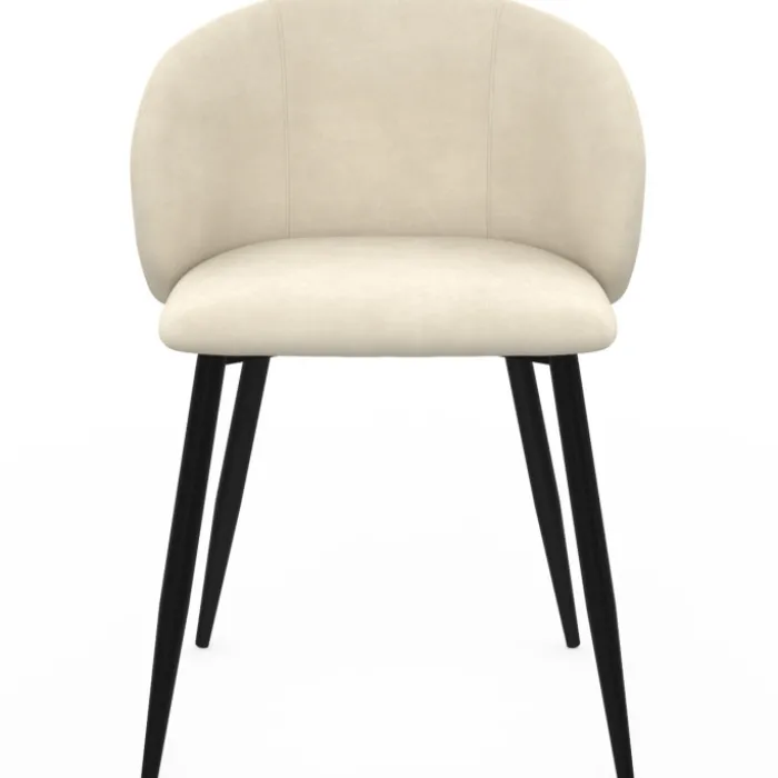 Lot de 6 chaises en velours crème pour salle à manger