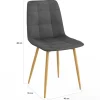 Lot de 6 chaises en velours gris foncé pied effet bois pour salle à manger