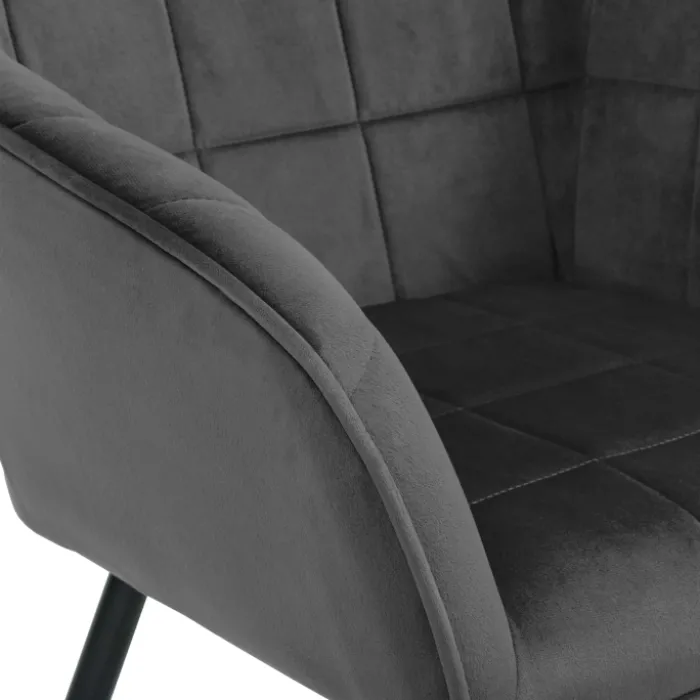 Lot de 2 chaises en velours gris avec accoudoirs