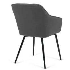 Lot de 2 chaises en velours gris avec accoudoirs