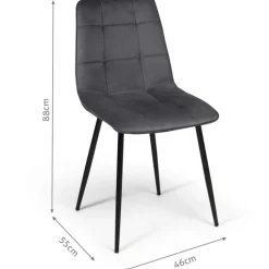 Lot de 4 chaises en velours gris foncé