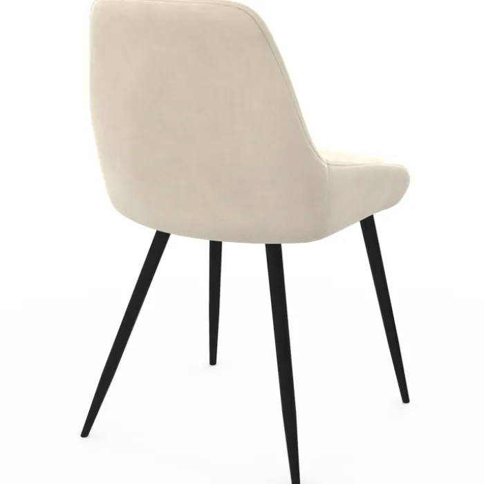 Lot de 4 chaises en velours beige avec demi-accoudoirs