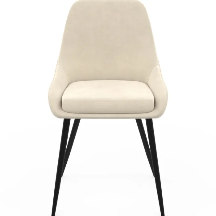Lot de 4 chaises en velours beige avec demi-accoudoirs