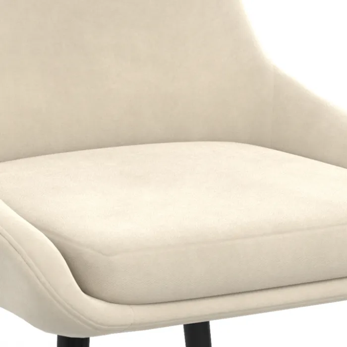 Lot de 4 chaises en velours beige avec demi-accoudoirs