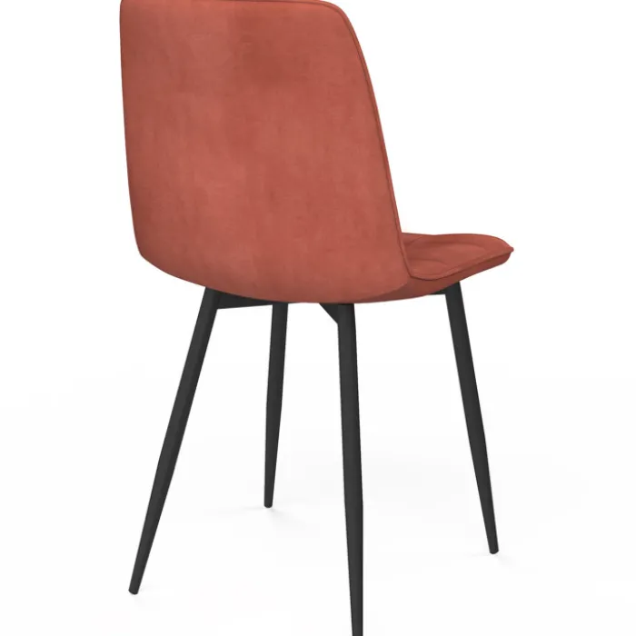 Lot de 4 chaises en velours terracotta avec des assises matelassées