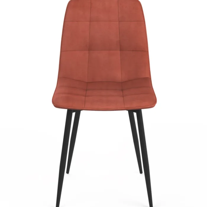 Lot de 4 chaises en velours terracotta avec des assises matelassées