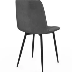 Lot de 6 chaises en velours gris foncé, gris clair, beige, noir et patchworks x2 pour salle à manger