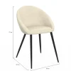 Lot de 4 chaises en velours crème pour salle à manger