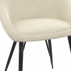 Lot de 4 chaises en velours crème pour salle à manger