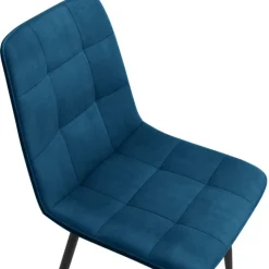 Lot de 6 chaises en velours bleu matelassé