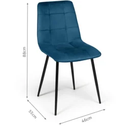 Lot de 6 chaises en velours mix color bleu et gris matelassées