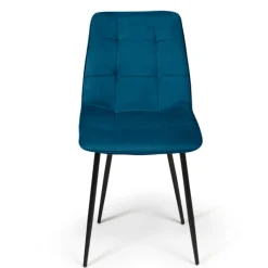 Lot de 6 chaises en velours mix color bleu et gris matelassées