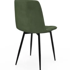 Lot de 6 chaises en velours vert kaki pour salle à manger