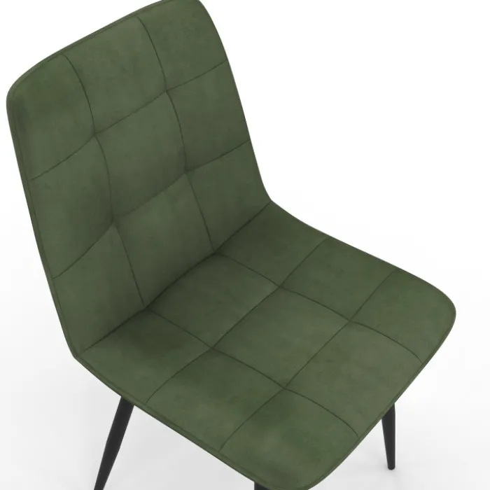 Lot de 6 chaises en velours vert kaki pour salle à manger